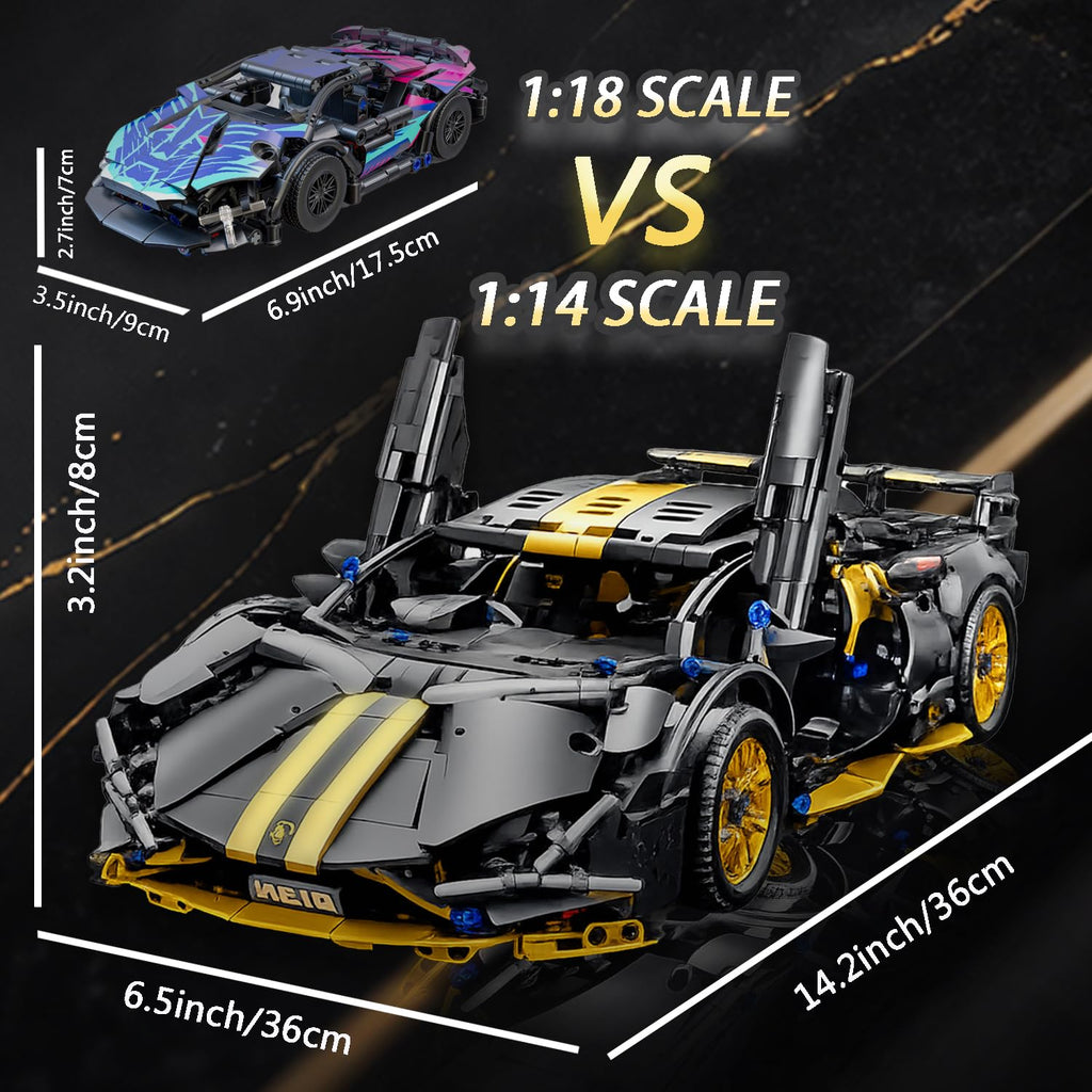 Black 1:14 Race Car Building Block Set A1870