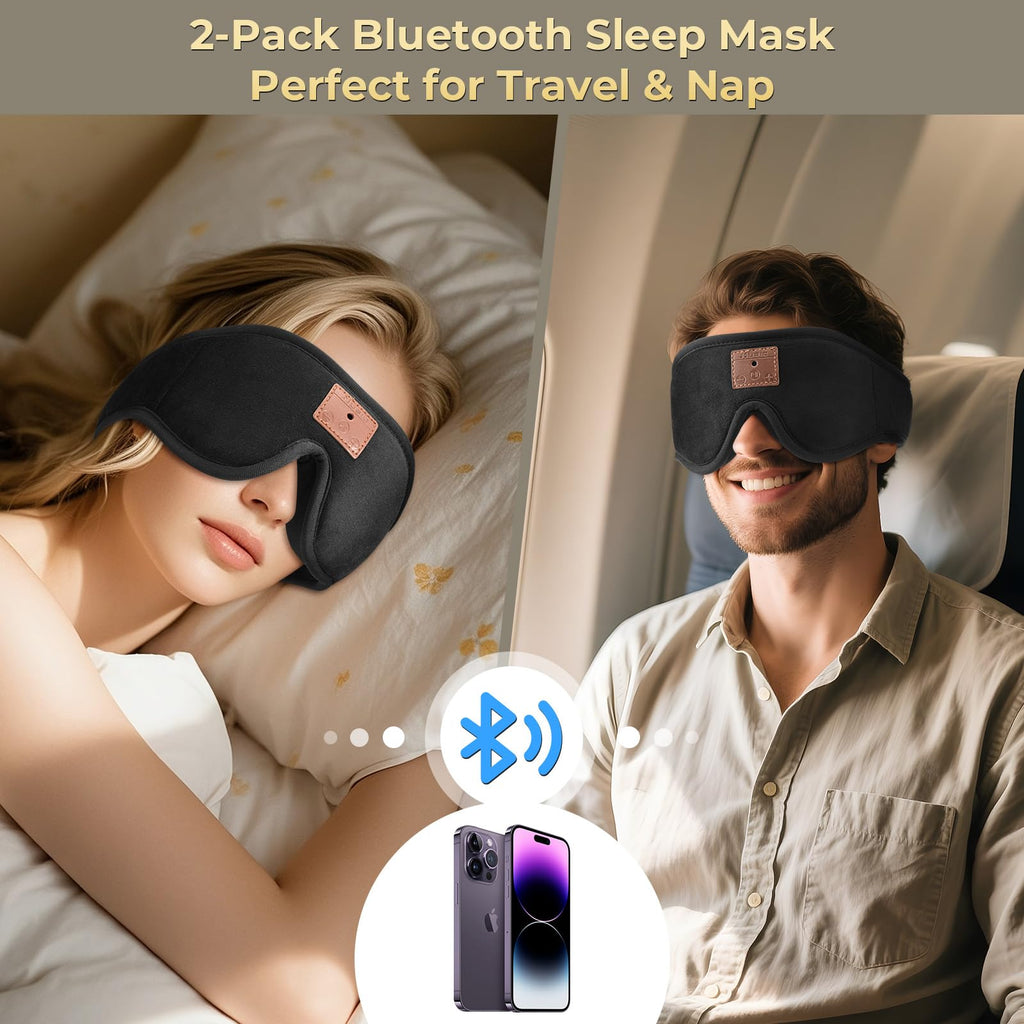 3D Bluetooth Sleep Mask with Headphones 2-Pack N133