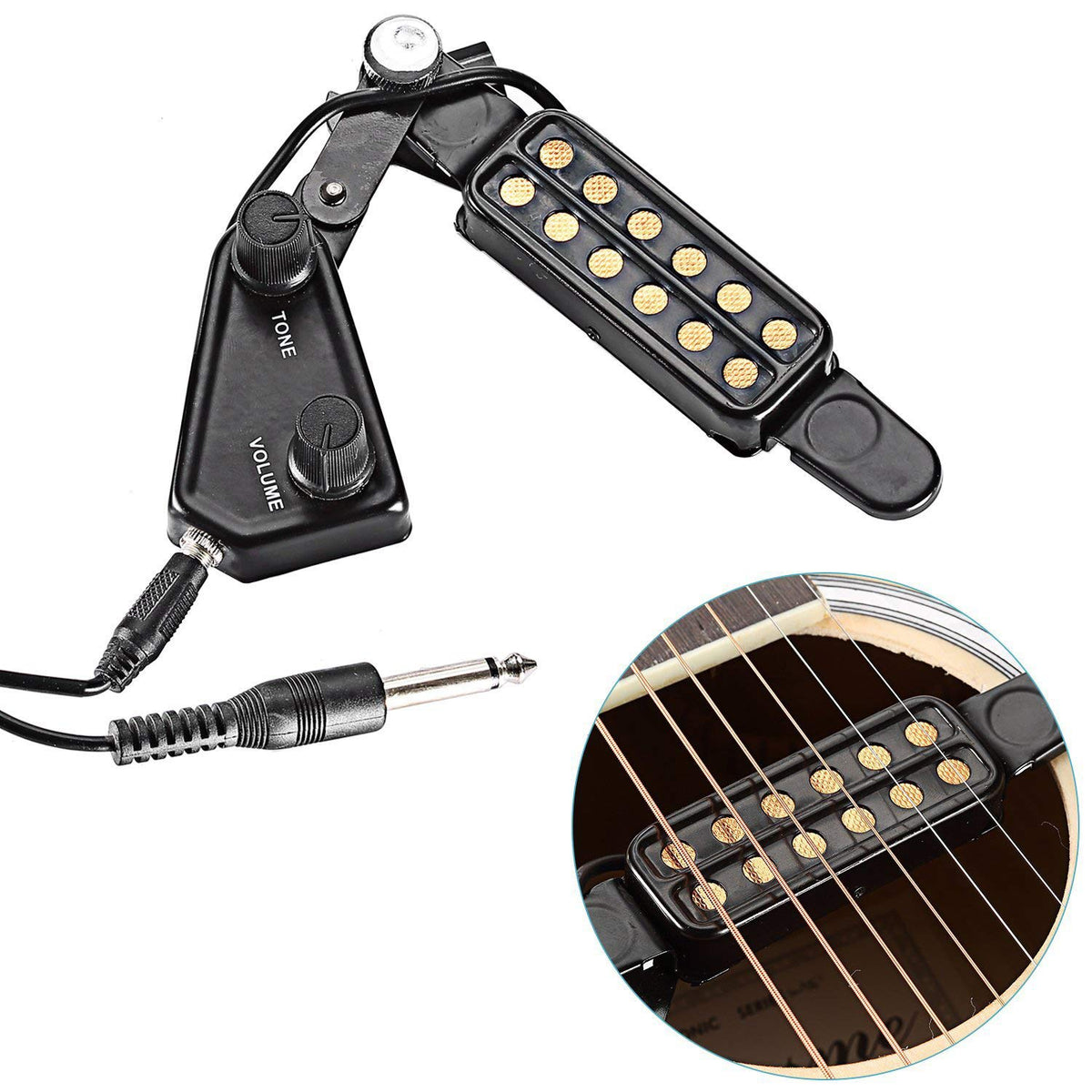 12 SoundHole Acoustic Guitar Pickup with Tone and Volume Control R602484