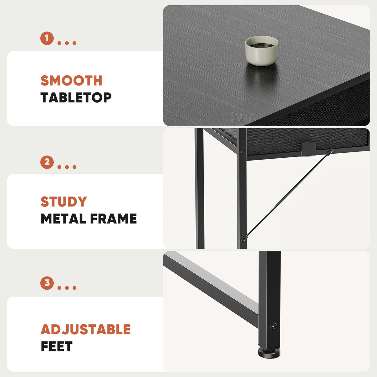 32" Black Computer Desk with Drawers Y70412