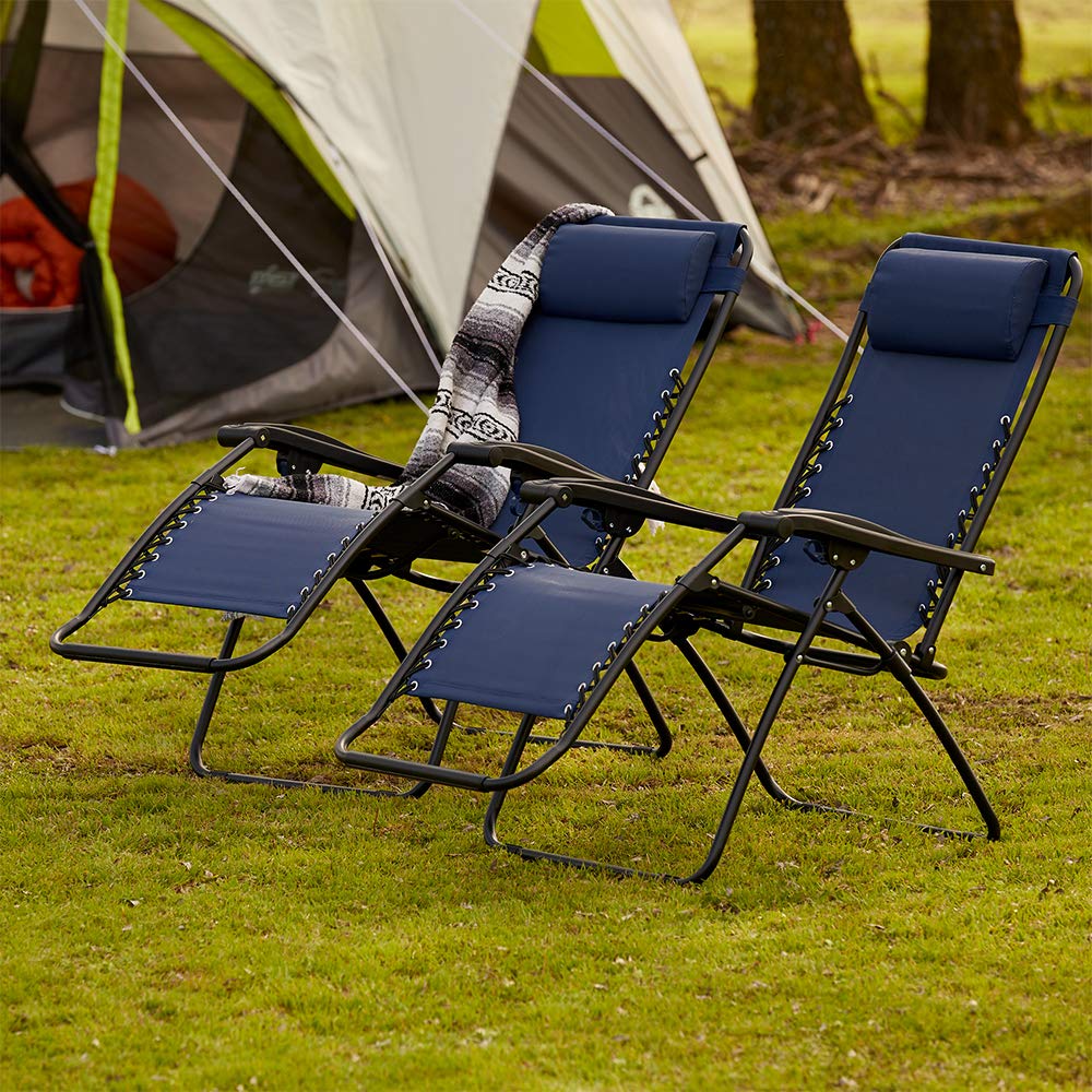 Blue 2 Pack Zero Gravity Folding Recliner Lounge Chair C72716