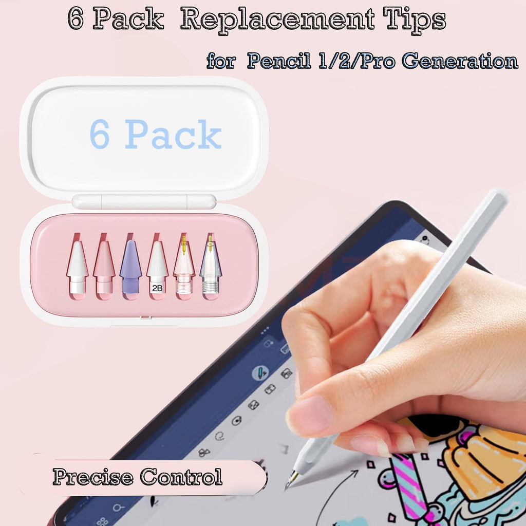 6 Pack Replacement Pencil Tips with Case H155