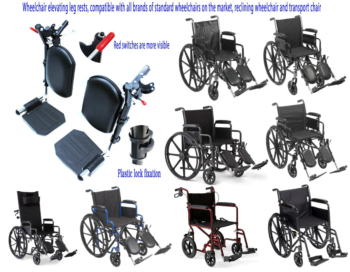 Black Wheelchair Elevating Leg Rest with Calf Pads and Composite Footplates Y91123