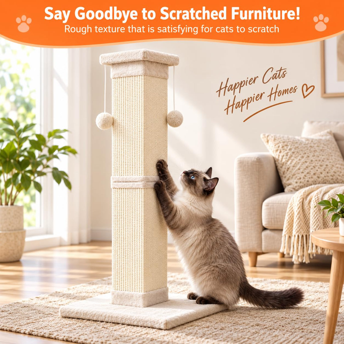 33 Inch Nature Sisal Cat Scratching Post N719728