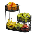 3-Tier Black Metal Fruit Basket with Cover R956412