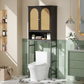 Rattan Wood Toilet Storage Cabinet with Metal Stand D4040
