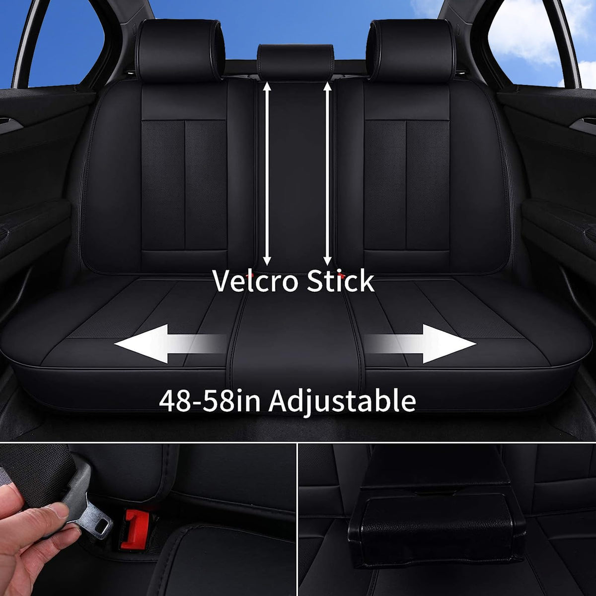 Black Full Set Waterproof Nappa Leather Car Seat Covers R2218