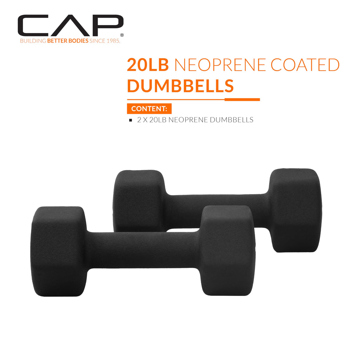 Black 20 lb Neoprene Dumbbell Pair U9829