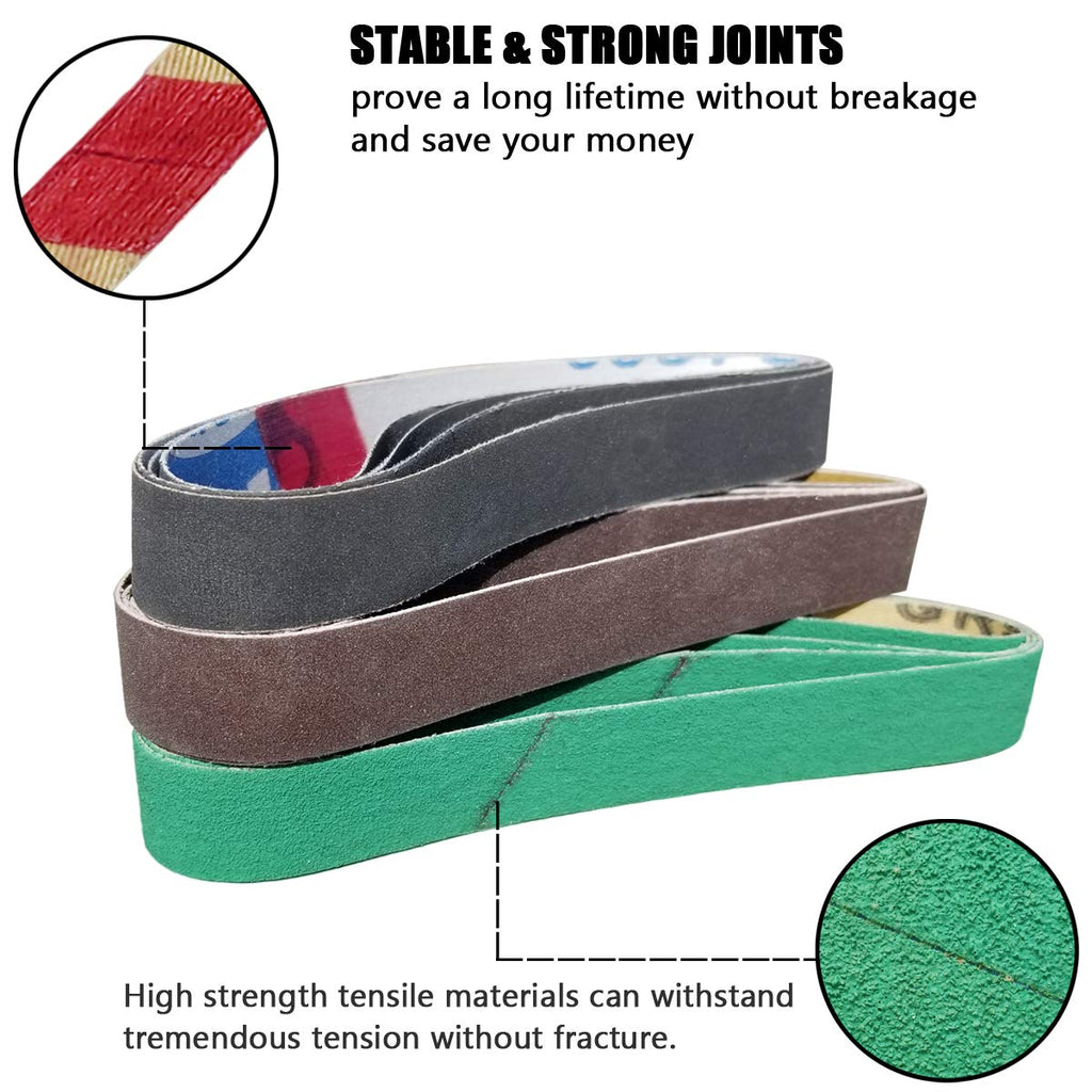 24 Pack 1/2" x 10" Replacement Knife Sharpener Sander Belt Kit 80/120/240/400/1000/1200 Grits V50834