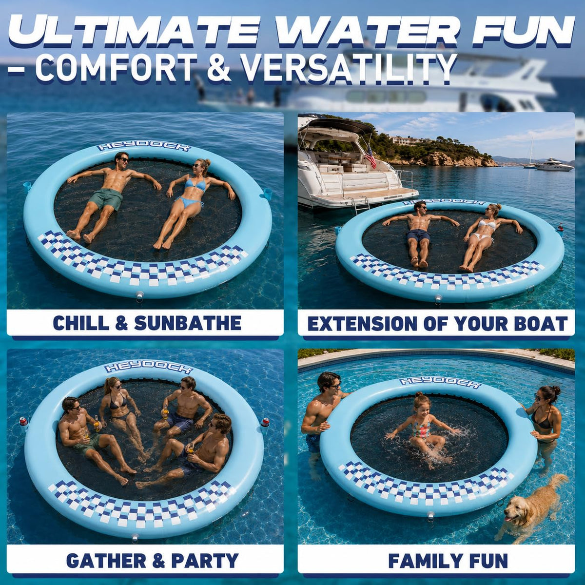 Inflatable Floating Ring Dock with Mesh, 8 FT B5899