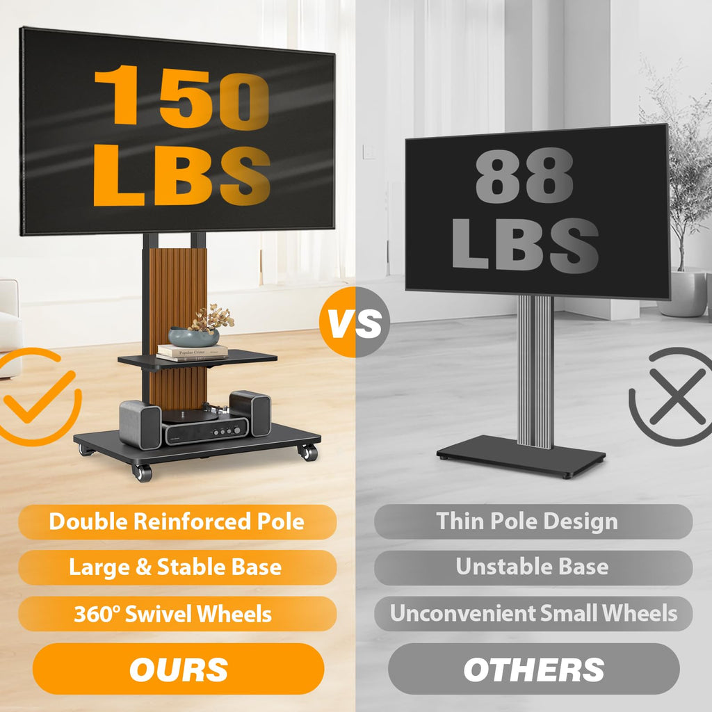 Heavy Duty Rolling TV Stand for 55-100 inch Large Screens U758283