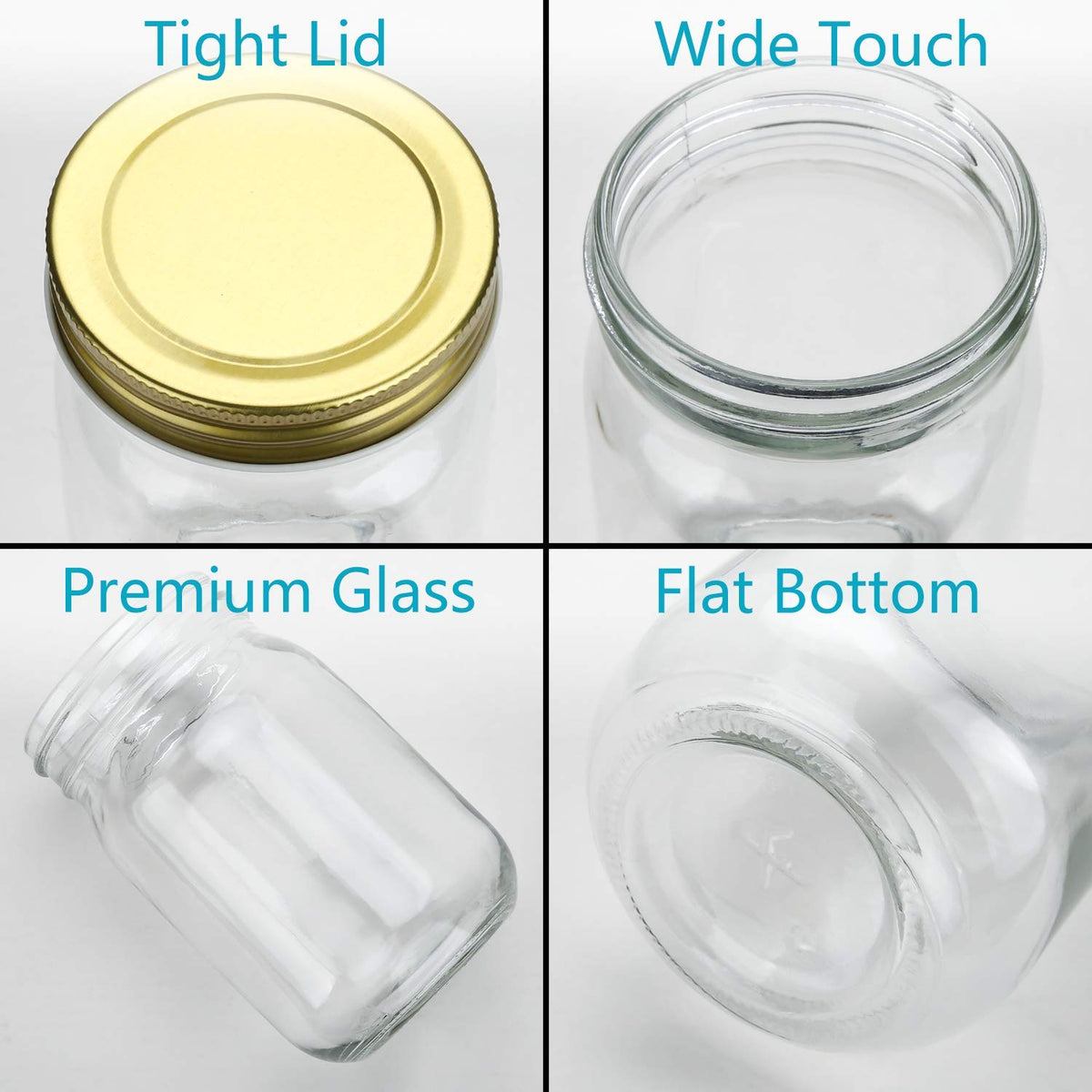 12 oz Glass Jars With Lids, Set Of 20 E41229