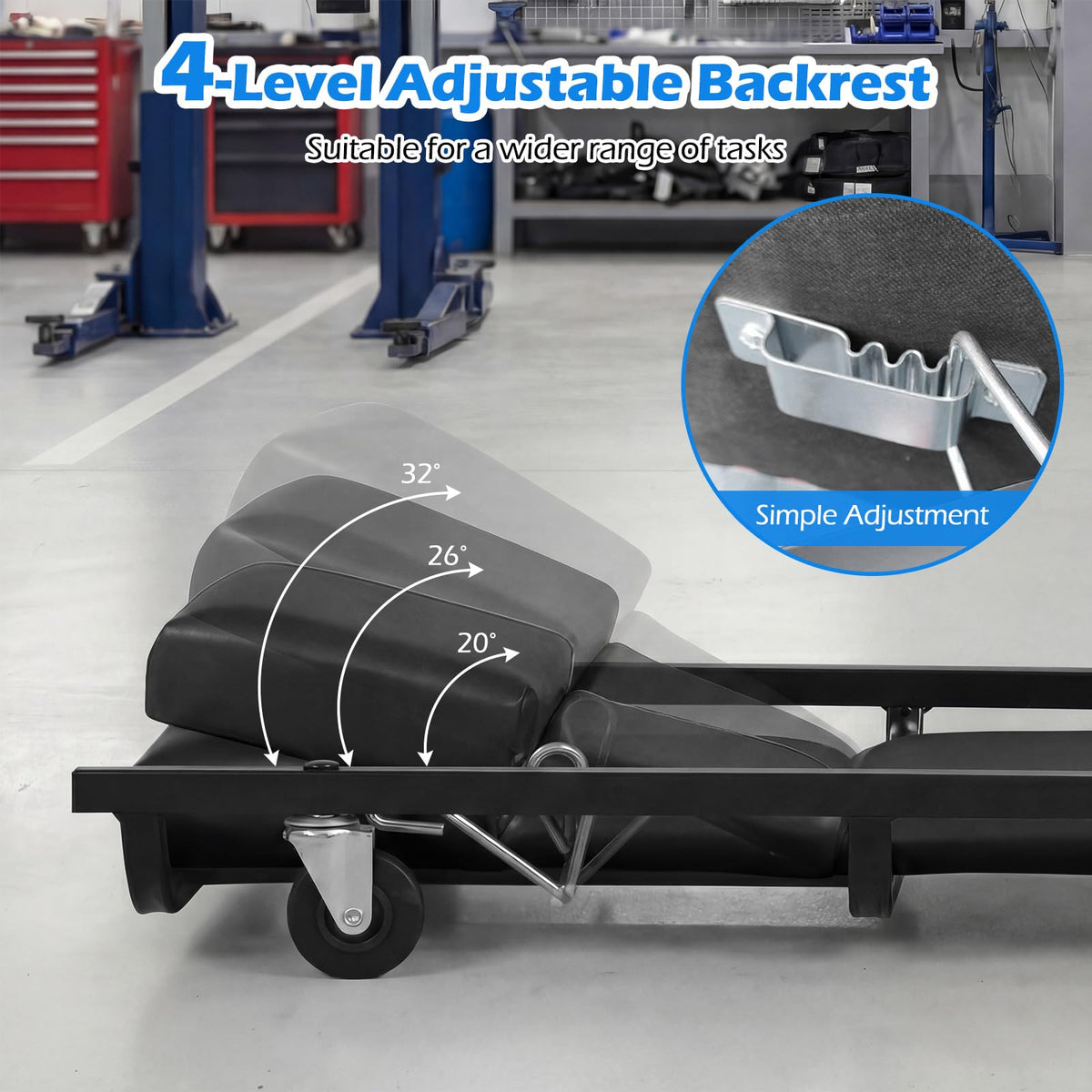 40 Inch Padded Rolling Creeper with 6 Swivel Casters R165