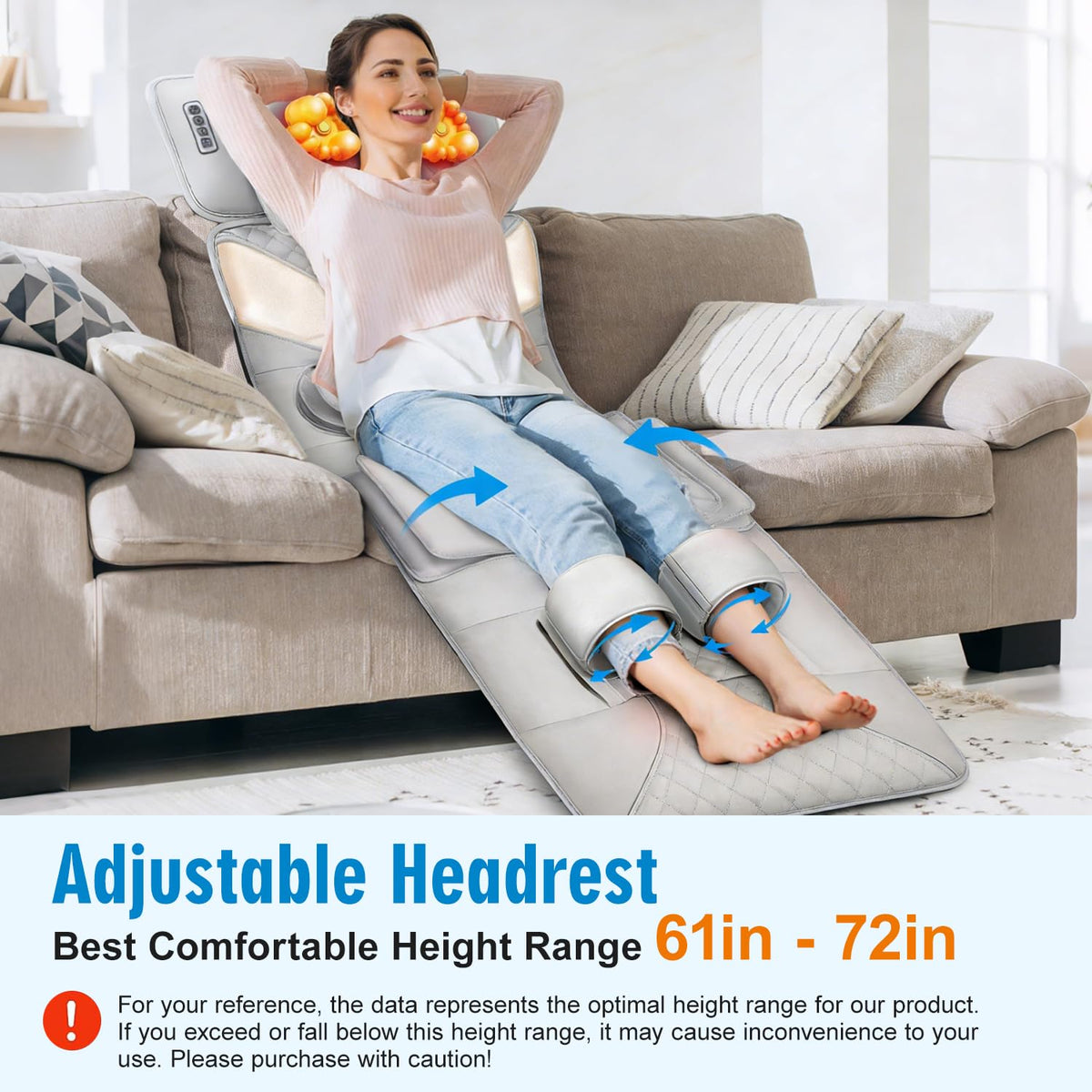 Full Body Massage Mat with Lumbar Pad & Headrest V397604