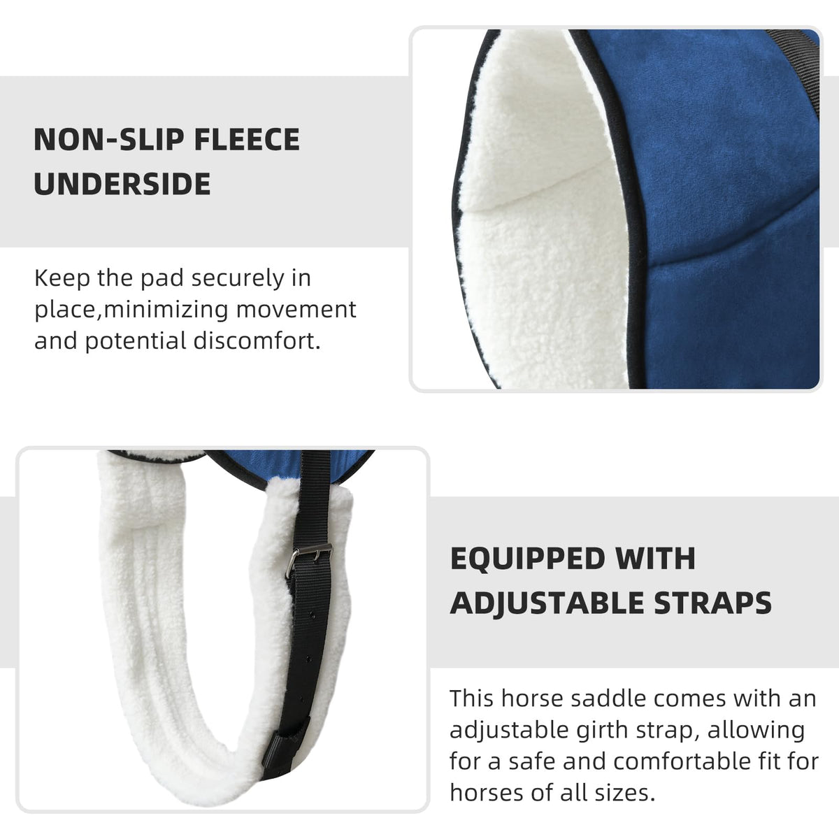Horse Bareback Saddle Pad with Adjustable Girth N912