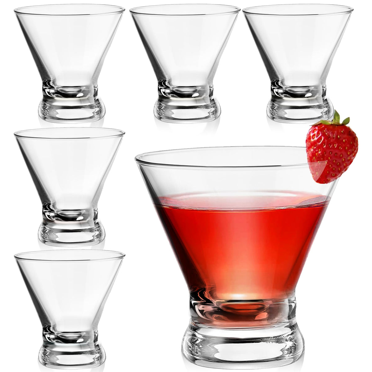 Set of 6 Stemless Martini Glasses 8 oz U629