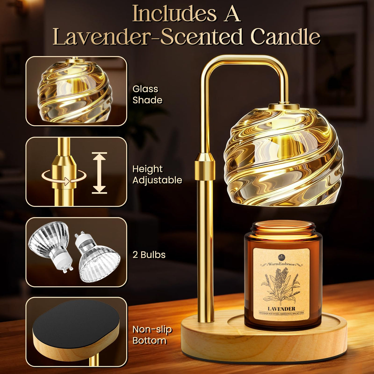 Candle Warmer Lamp with Lavender Candle Set M715