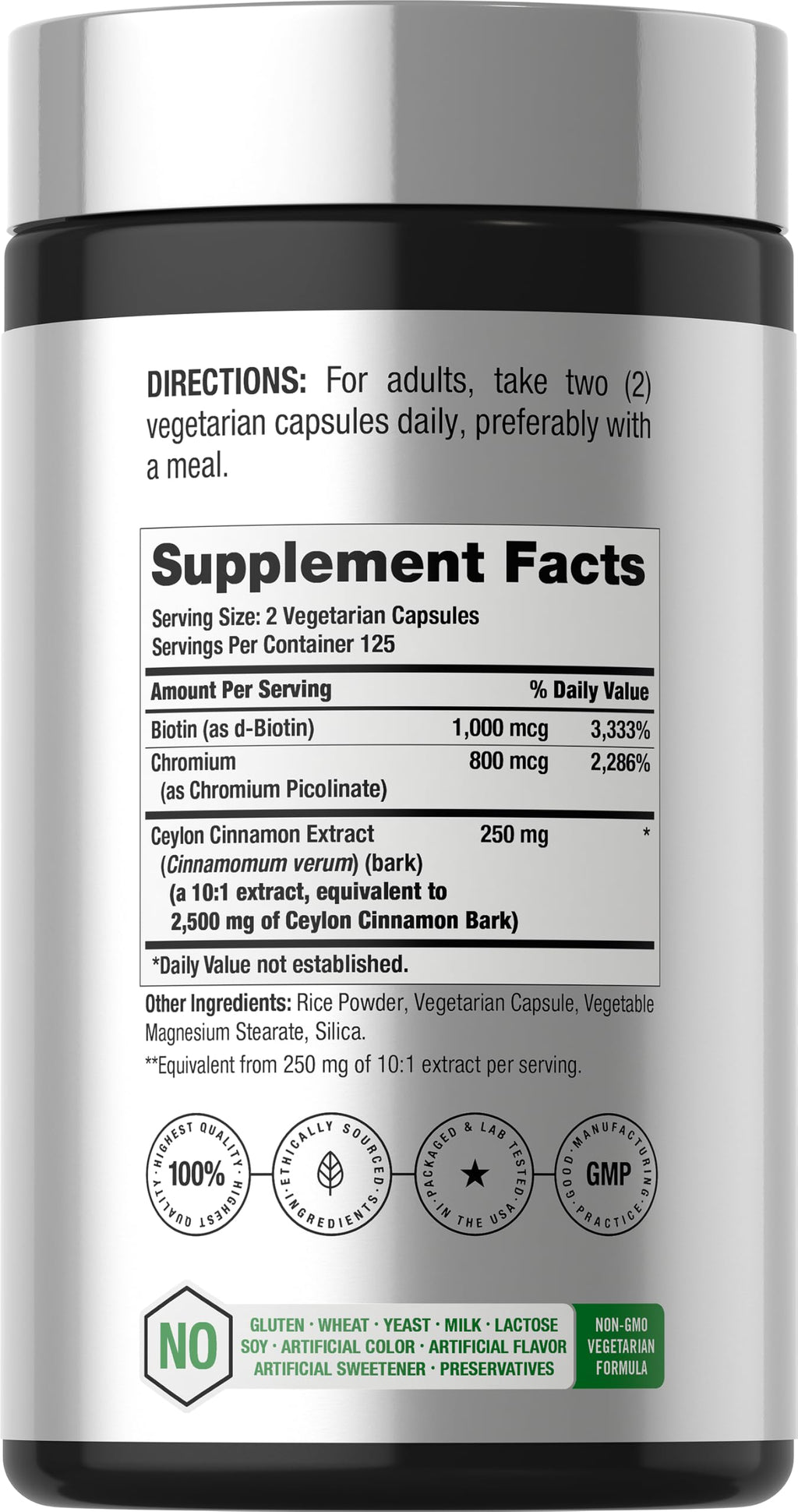 Cinnamon with Chromium & Biotin 250 Capsules W625272