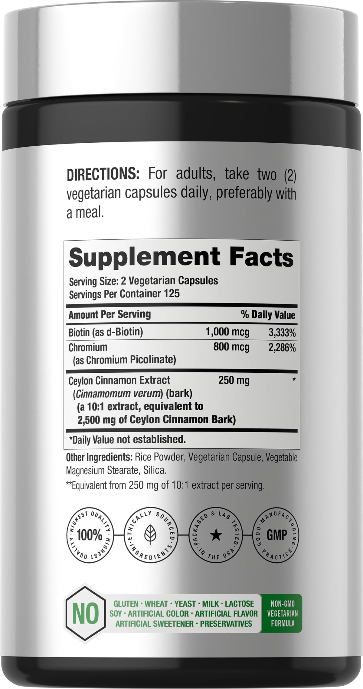Cinnamon with Chromium & Biotin 250 Capsules W625272