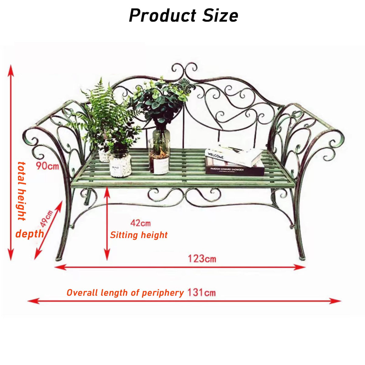 2-Seat Metal Outdoor Bench R131