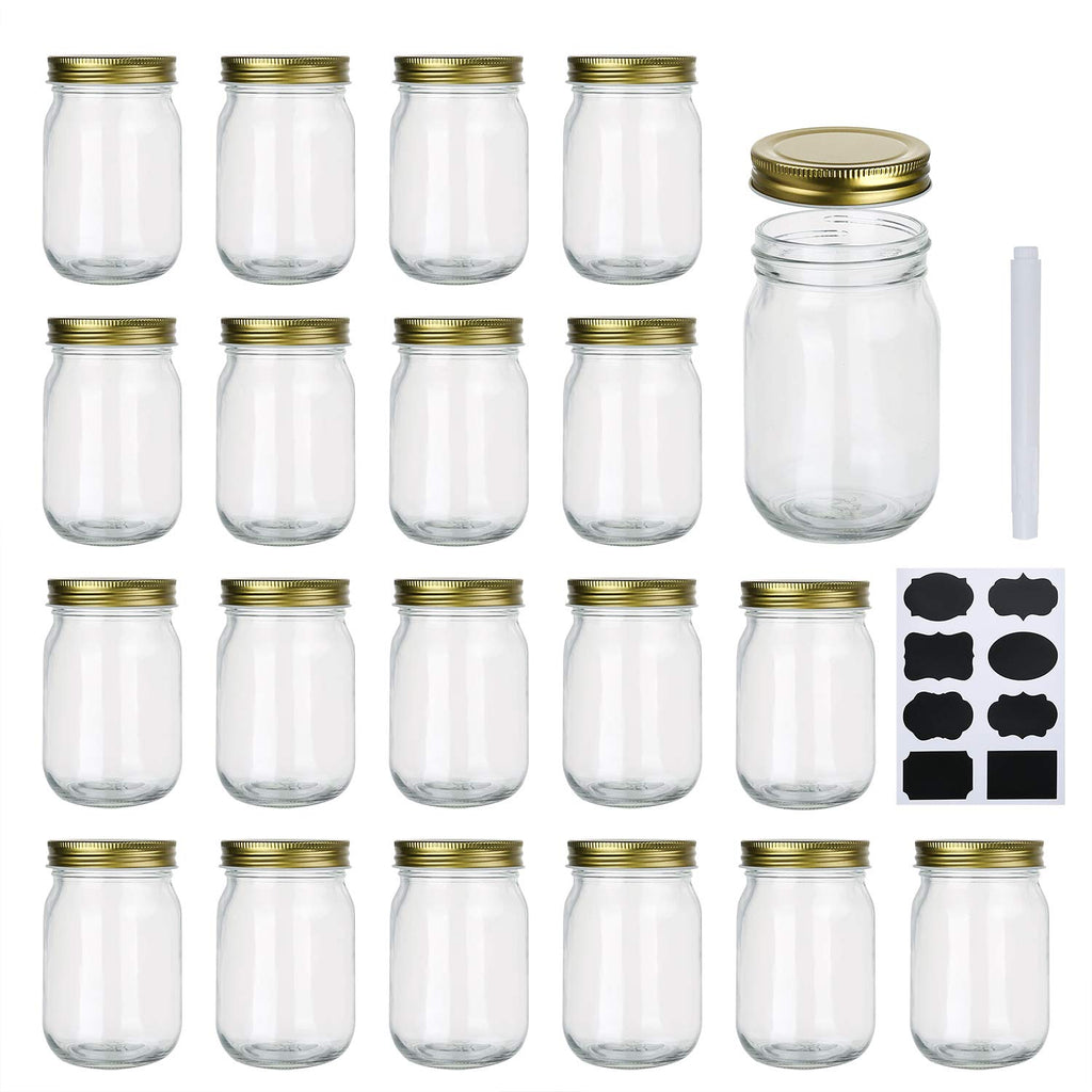 12 oz Glass Jars With Lids, Set Of 20 E41229