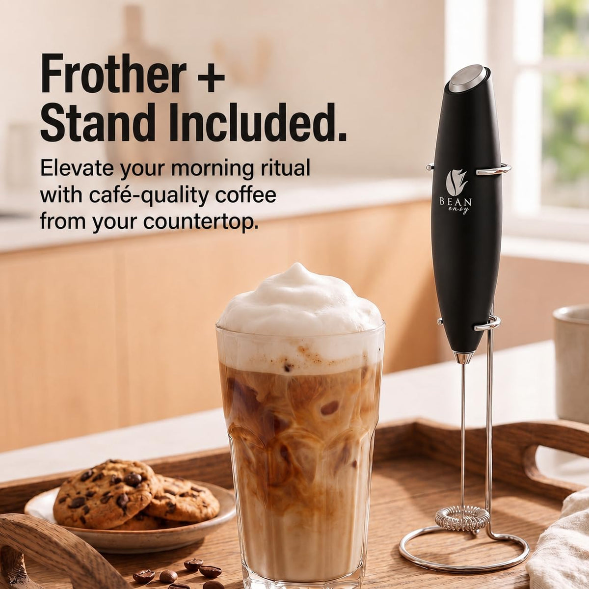 Black Handheld Milk Frother F868668