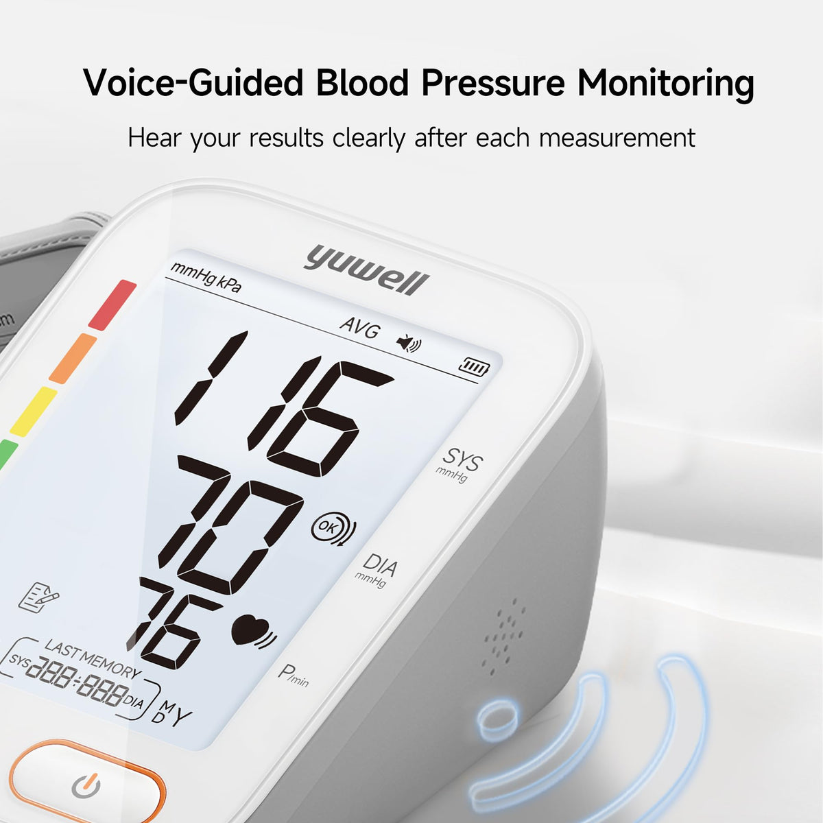 Upper Arm Blood Pressure Monitor with Adjustable Arm Cuff and Backlit Display J698630