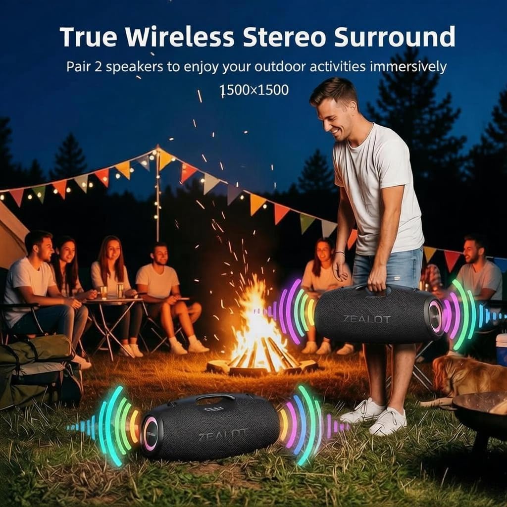 Black 120W Portable Waterproof Bluetooth Speaker P874028