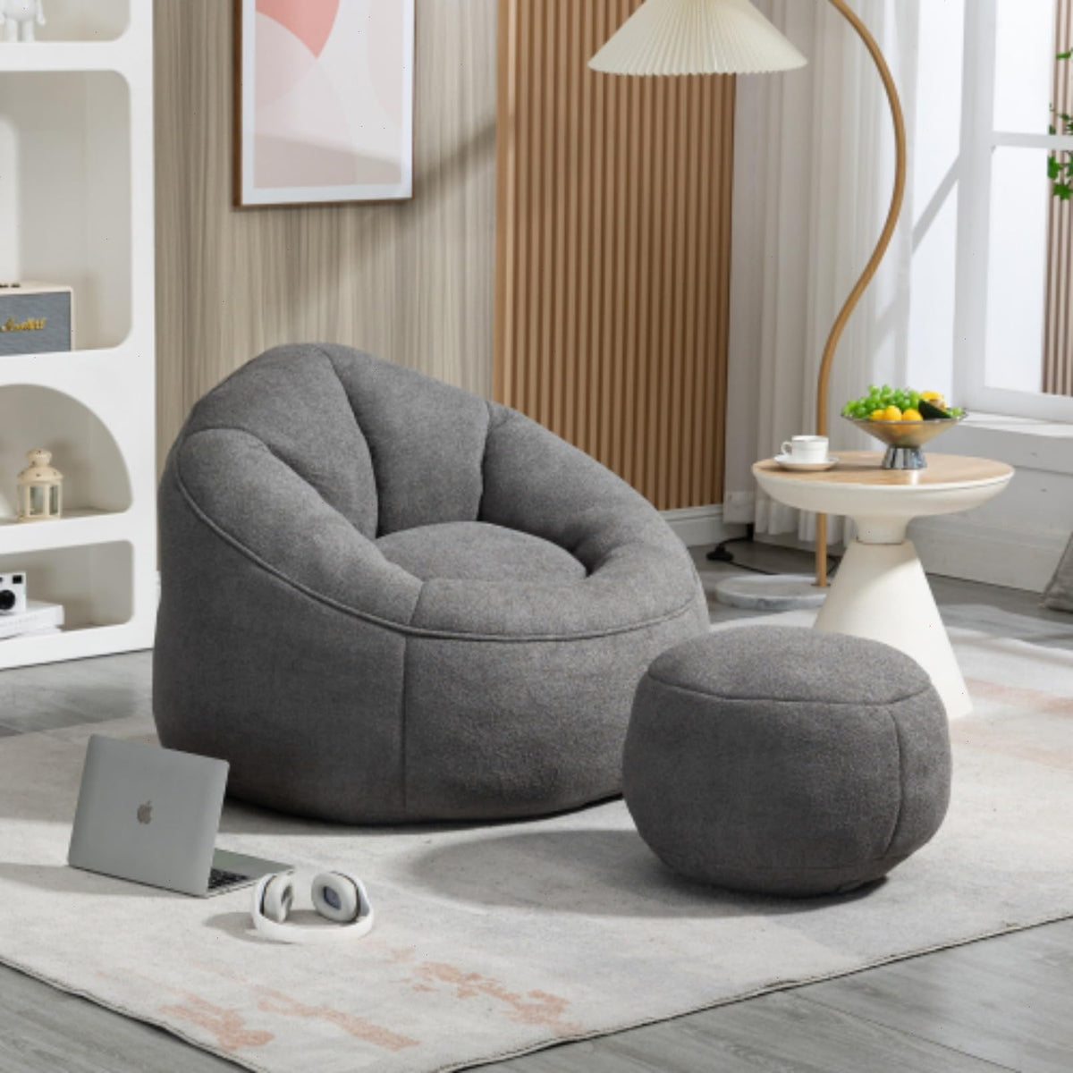 Microfiber Memory Foam Bean Bag Chair with Footstool G634