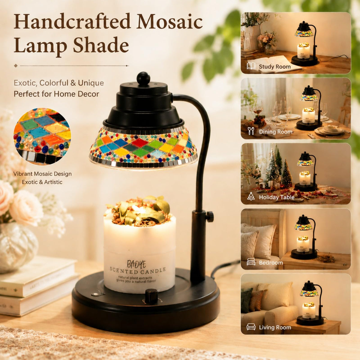 Black Candle Warmer Lamp with Timer & Dimmer P13515