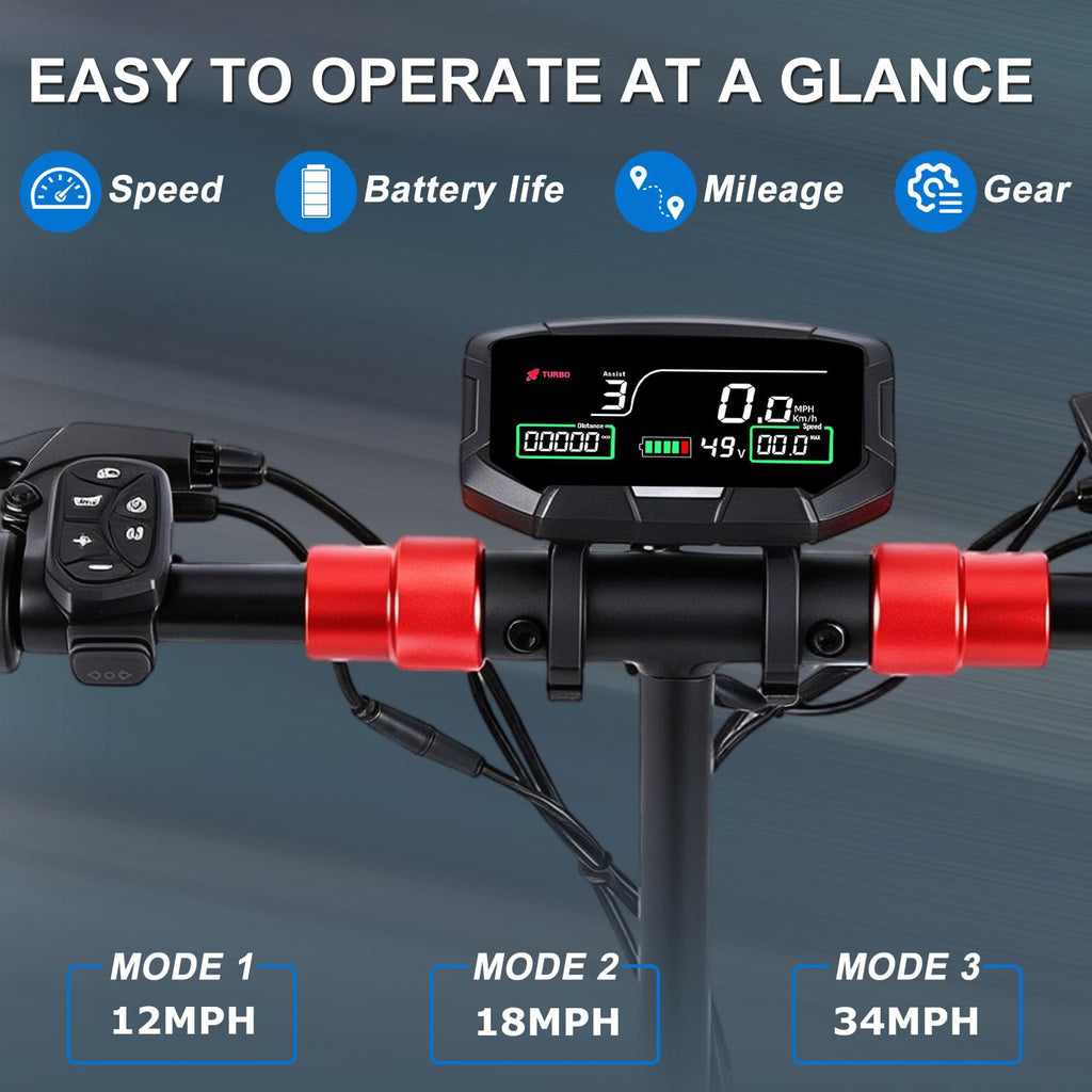 1200W 37 Mile Range 34MPH Foldable Electric Scooter with Seat Z278809