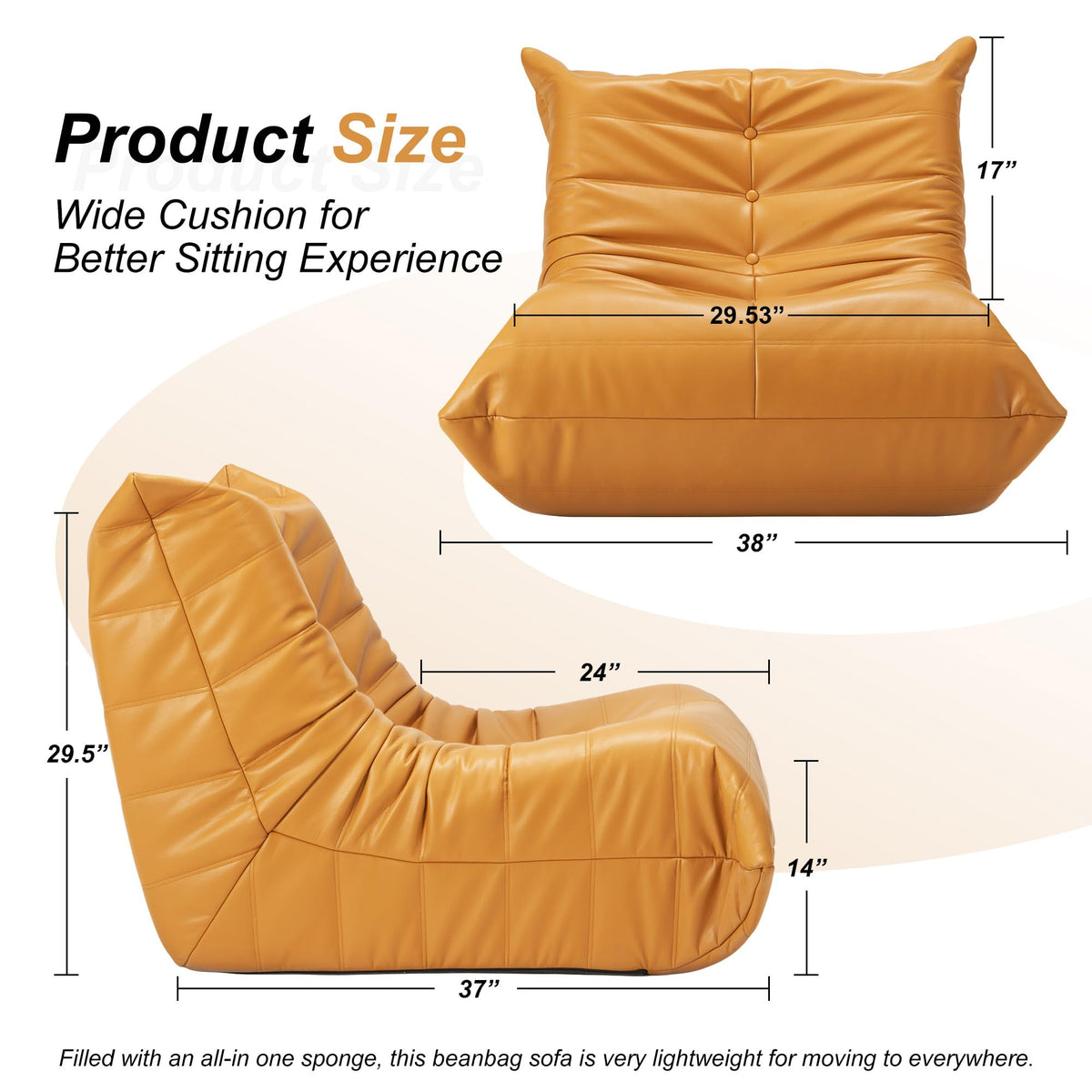 Leather Memory Foam Bean Bag Chair Q911544