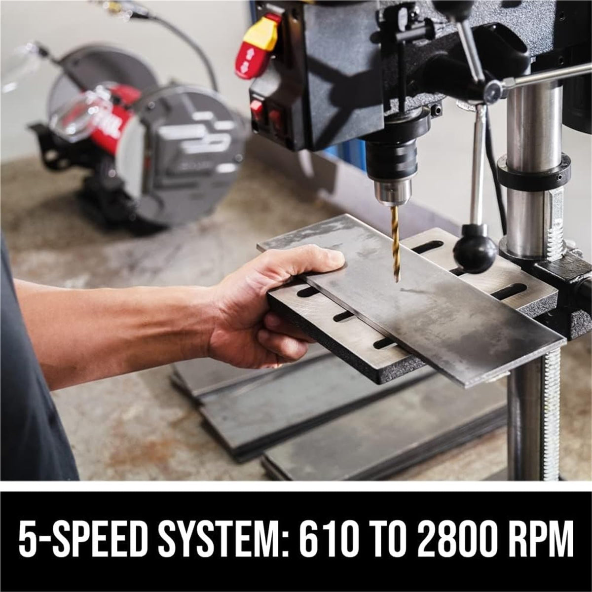 6.2 Amp 10 In. 5-Speed Benchtop Drill Press with Work Light E880033