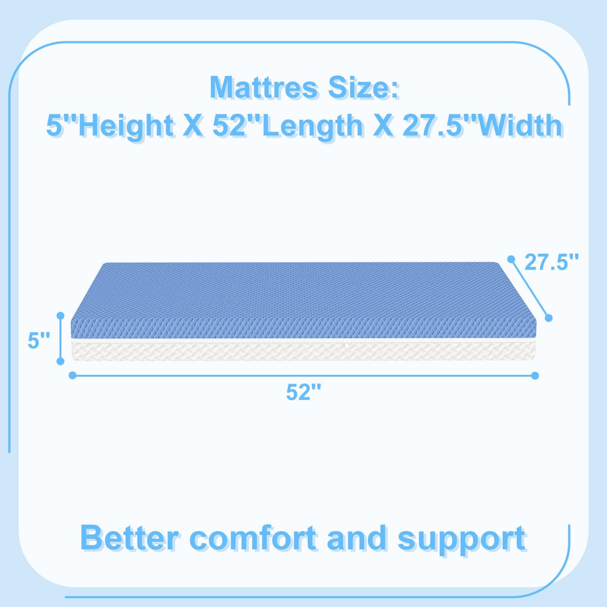 5"x 27.5"x52" 2-Stage Dual-Sided Mattress with Waterproof Removable Cover A59775