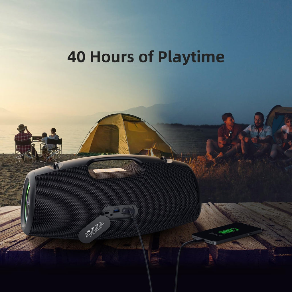 Black 120W Portable Waterproof Bluetooth Speaker P874028