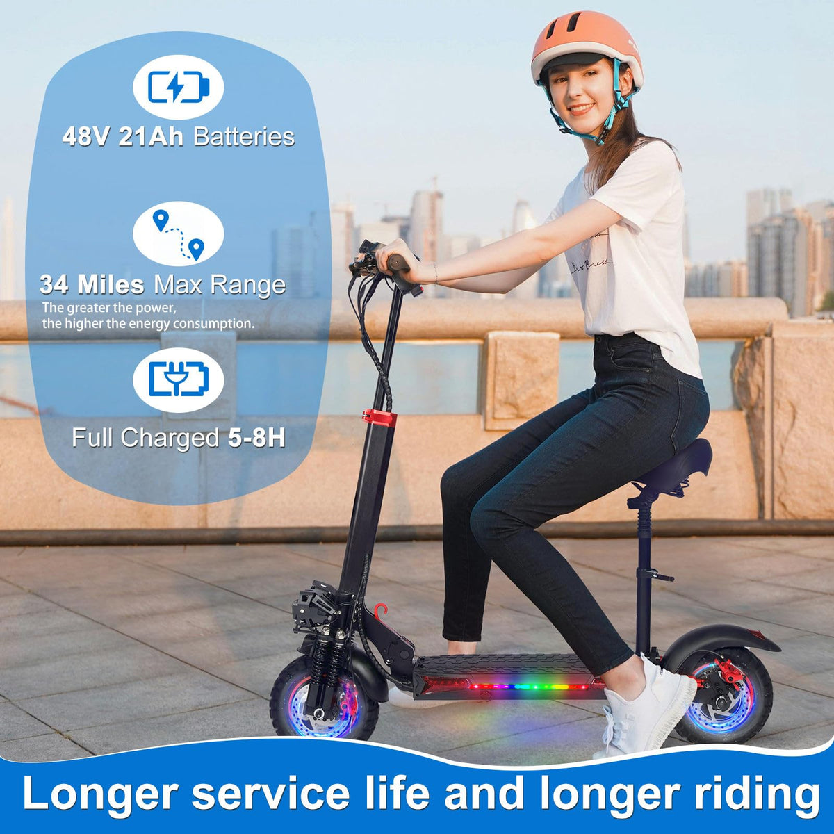 1200W 37 Mile Range 34MPH Foldable Electric Scooter with Seat Z278809