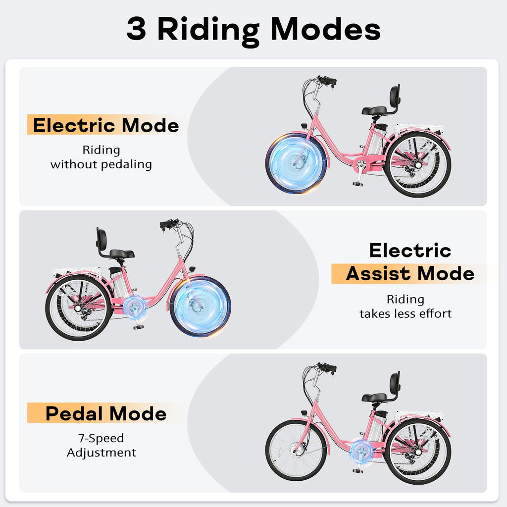 500W 3-Wheel Electric Trike with Removable Battery B58514