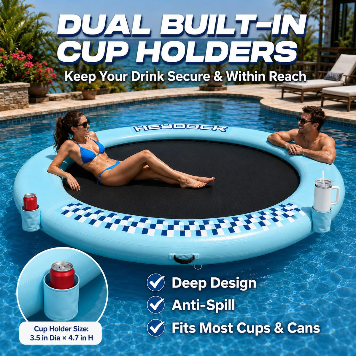 Inflatable Floating Ring Dock with Mesh, 8 FT B5899