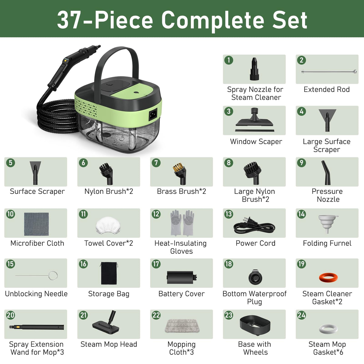 2500W Steam Mop Cleaner with 37 Accessories E82613