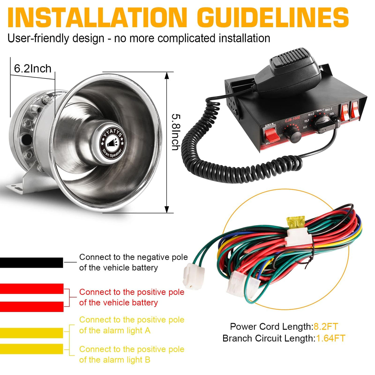 200W IP67 Waterproof Emergency Siren with Mic & Speaker W940763