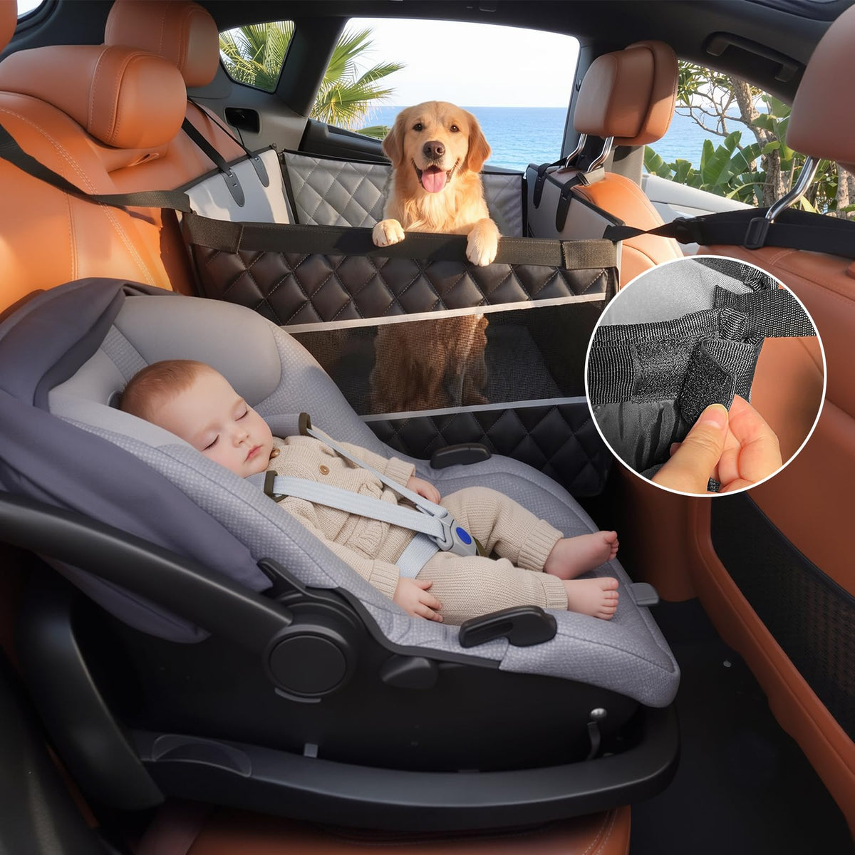 Waterproof Dog Car Seat with Storage Pocket N323