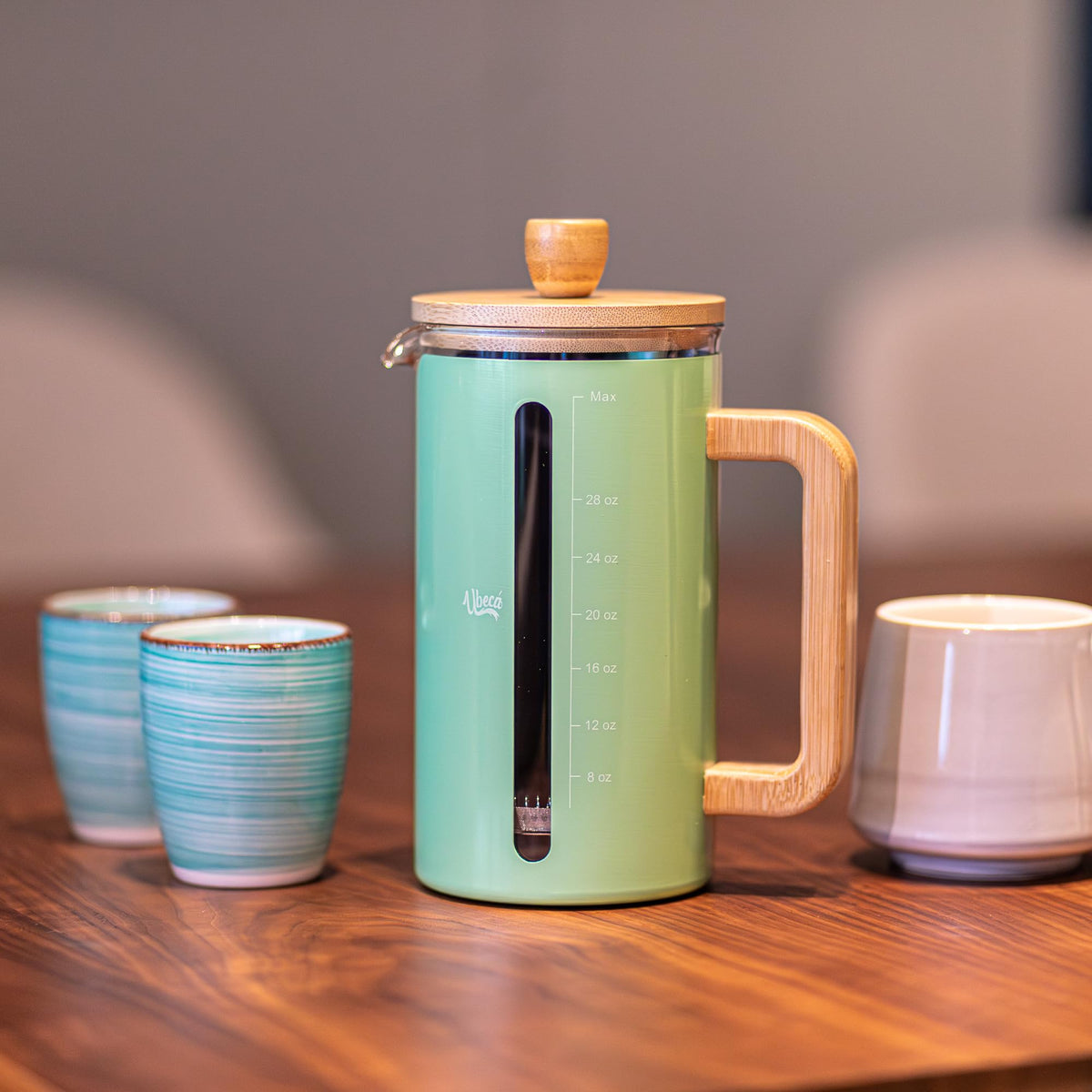 34 oz Mint Green Borosilicate Glass French Press E8370