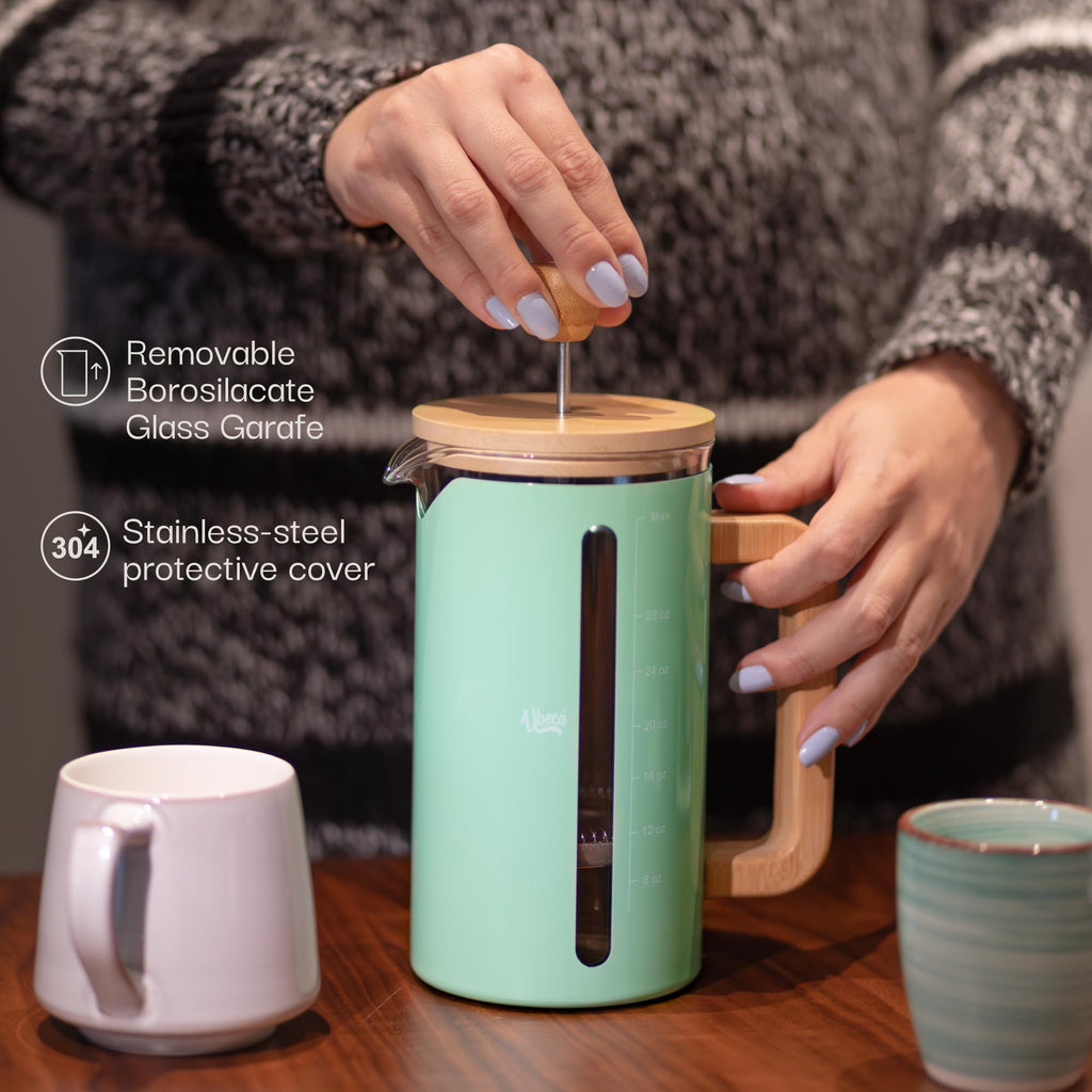 34 oz Mint Green Borosilicate Glass French Press E8370