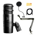 Hypercardioid Dynamic Podcast Microphone Bundle with Pop Filter, Boom Arm, XLR Cable P779
