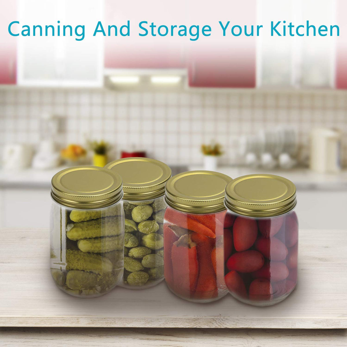 12 oz Glass Jars With Lids, Set Of 20 E41229