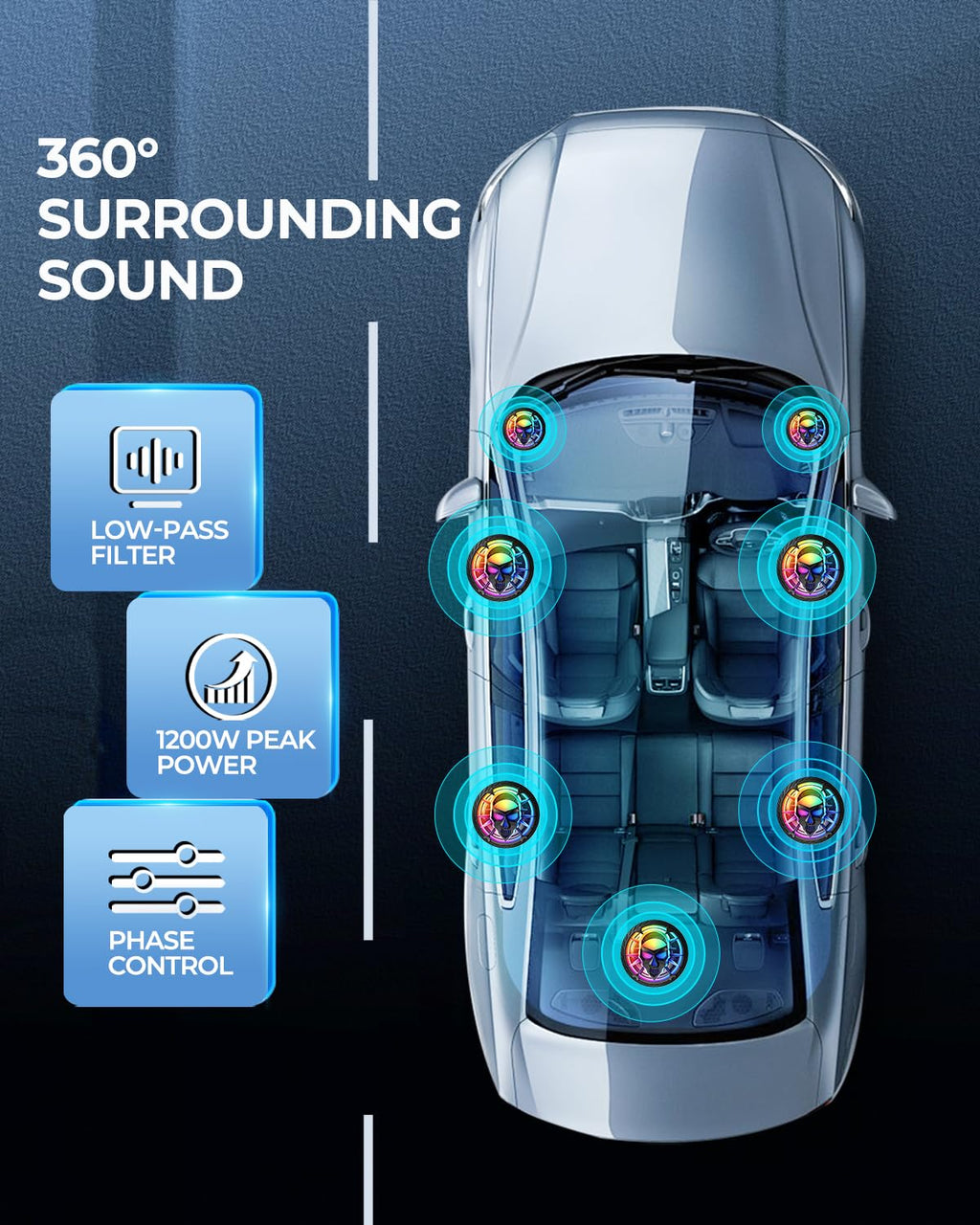 1200W 10" Slim Under Seat Car Subwoofer with Built-in Amplifier N4055