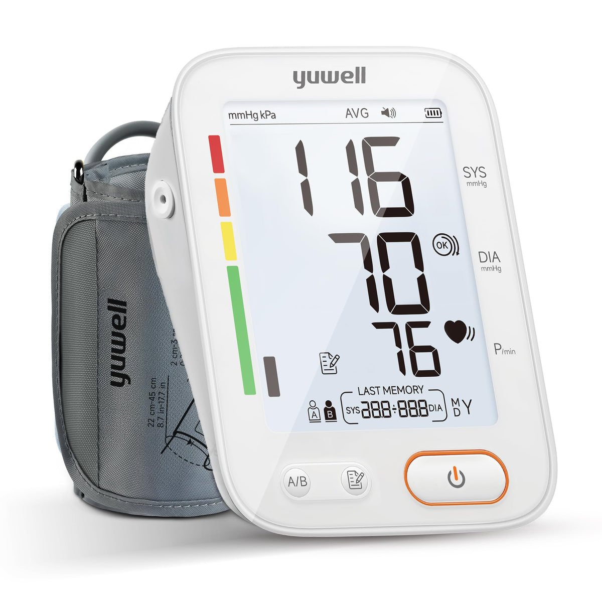 Upper Arm Blood Pressure Monitor with Adjustable Arm Cuff and Backlit Display J698630
