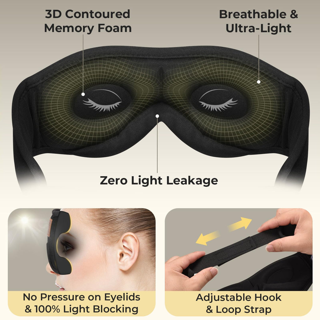 3D Bluetooth Sleep Mask with Headphones 2-Pack N133