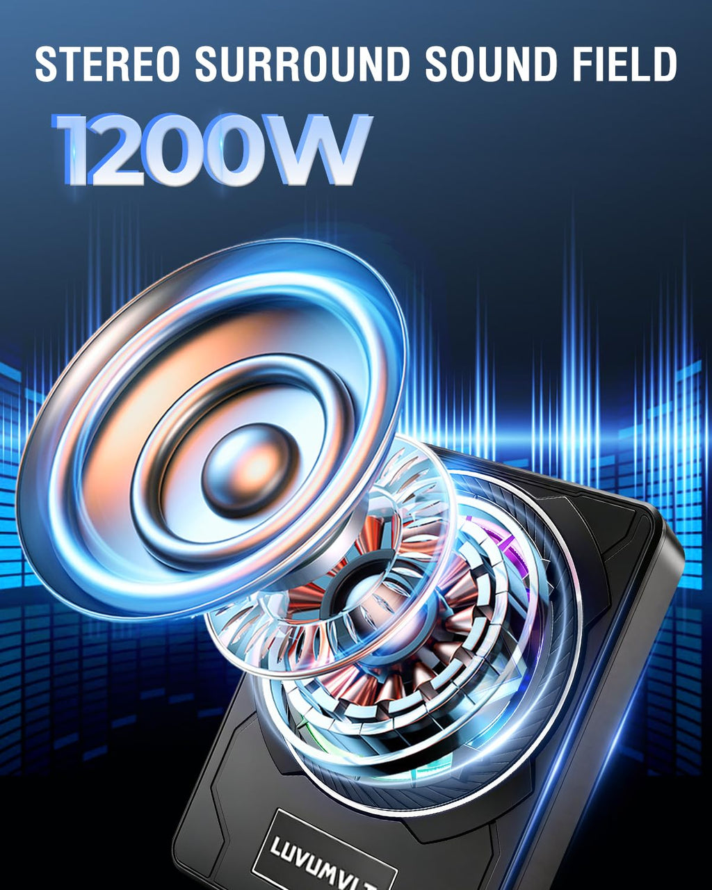 1200W 10" Slim Under Seat Car Subwoofer with Built-in Amplifier N4055