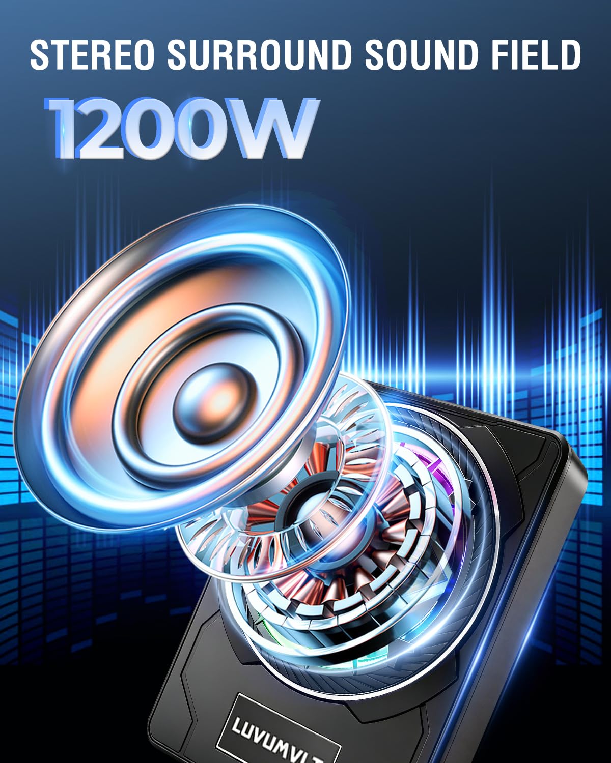 1200W 10" Slim Under Seat Car Subwoofer with Built-in Amplifier N4055